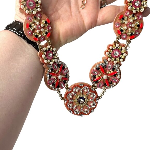 VTG Rare Y2K Kate Spade Desert Garden Statement Necklace Beaded Sparkly 22" Pink - Picture 5 of 8